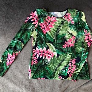 Lands end long sleeve bathing suit top